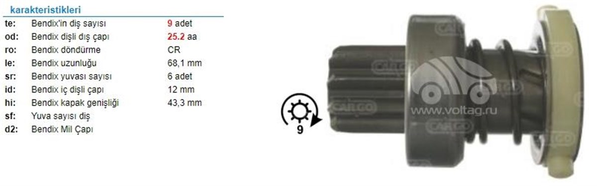 Marş Dişlisi 9diş Mercuriy Marin Jeep Chevroke | Ith Mdumd5666