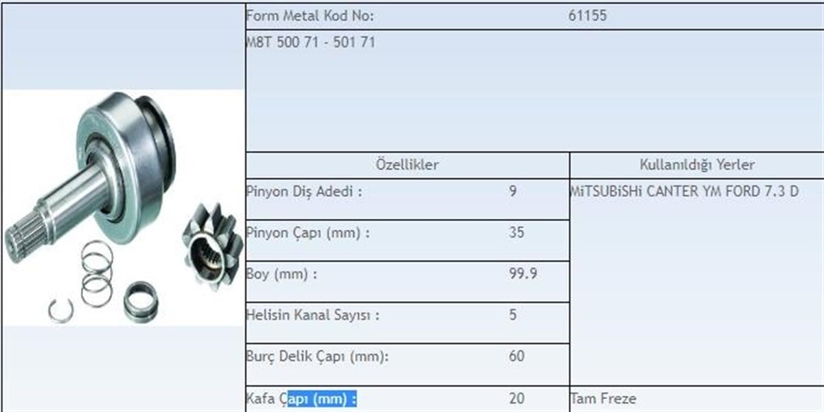 Marş Dişlisi 9diş Mits.canter Ym 5315.fm61155 | Lucas 5315