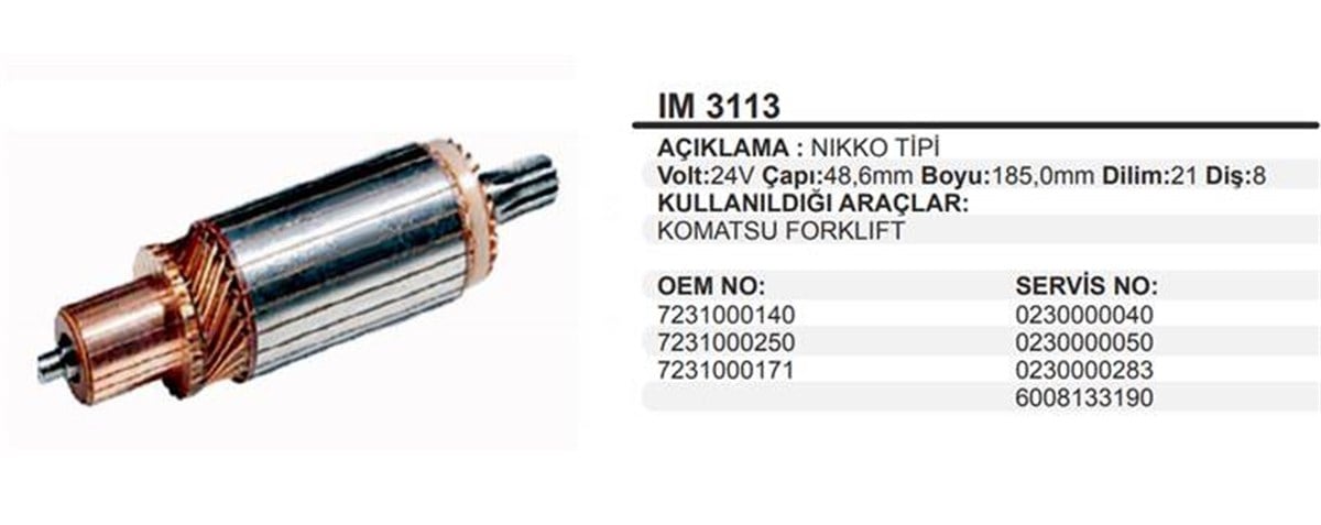 Marş Kollektörü 24v Komatsu Forklift | Martek Im3113
