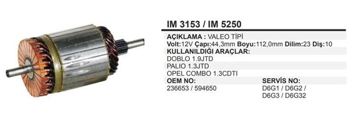 Marş Kollektörü 12v 10diş Fiat Doblo 1.9 Palio Combo 1.3jtd | Martek Im5250