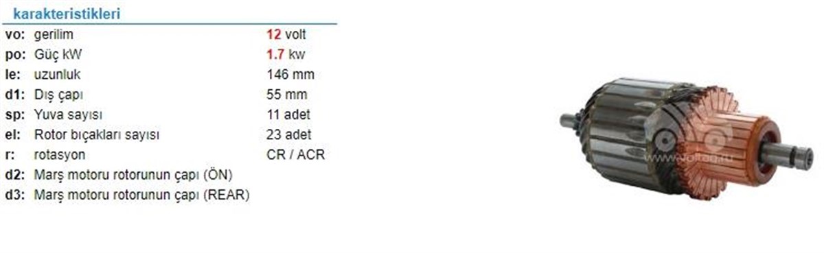 Marş Kollektörü 12v 11diş Merc.sprinter Bmw 55x145.5x11 | Ith Im2135
