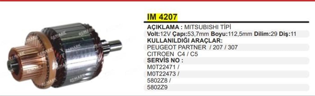 Marş Kollektörü 12v 11diş Peugeot Cıtroen Berlingo | Martek Im4207
