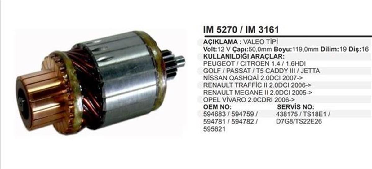 Marş Kollektörü 12v 16diş Vw Golf Transporter Passat Ford Transit Im3161 Im5270 | Martek Im5270