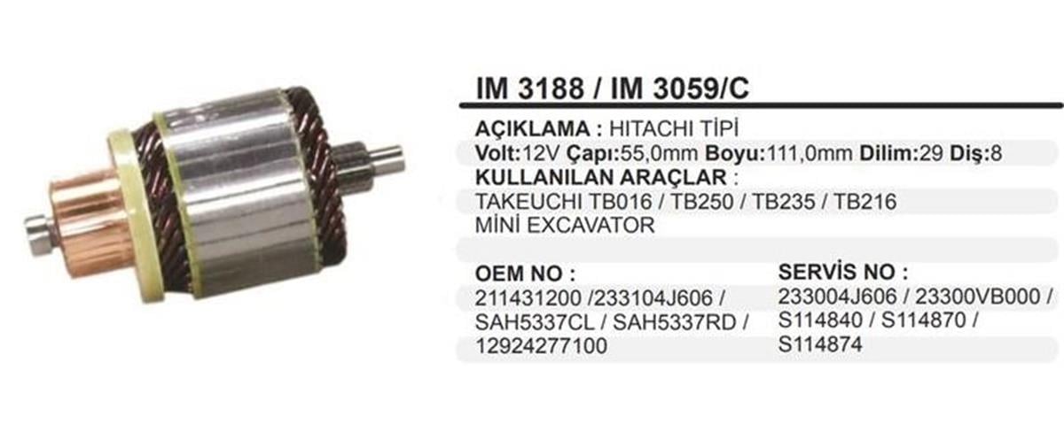 Marş Kollektörü 12v 8diş Nissan Almera Prımera Patrol İş Makınası Hıtachı Tipi | Remark Im3059c