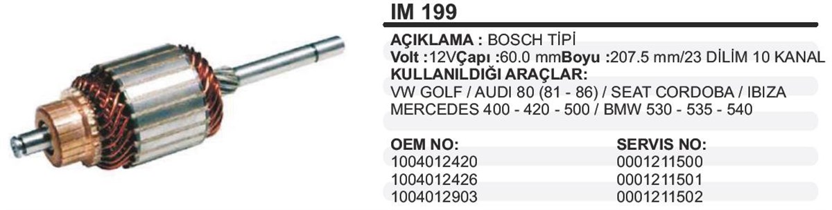 Marş Kollektörü 12v Audi 80-mercedes Dizel-60-208-10 | Ith Im199