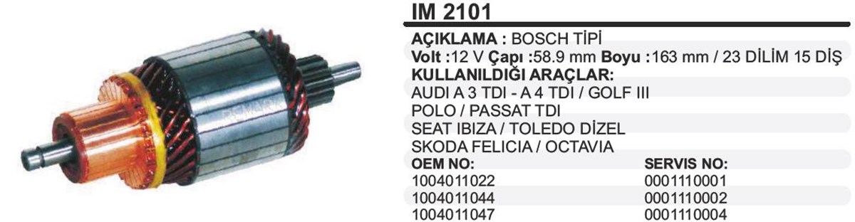 Marş Kollektörü 12v Audi Merc.vw 59x163x15 8150 | Ith Im2101