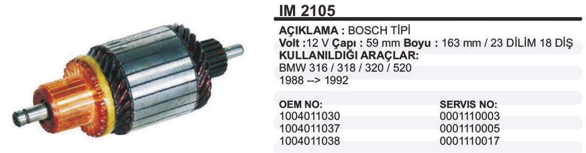 Marş Kollektörü 12v Audi Opel Citroen.59x163x18 | Ith Im2105