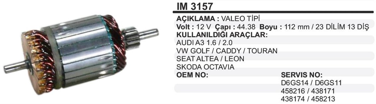 Marş Kollektörü 12v Audi-vw-44.25*112*13 Im3157 | Ith Im3157