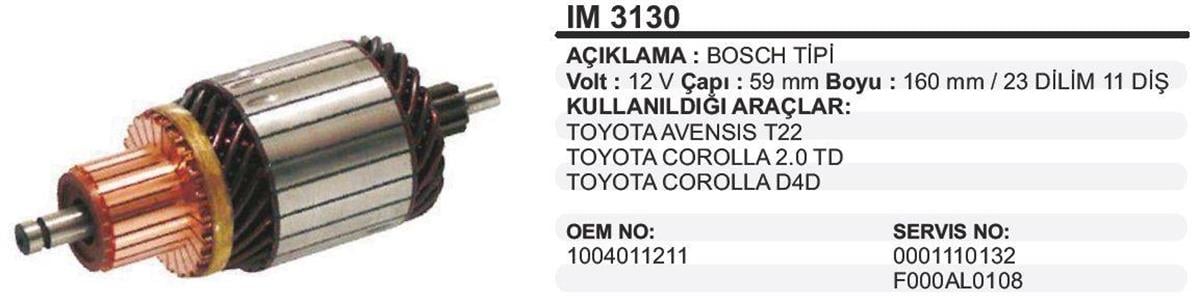 Marş Kollektörü 12v Toyota Avensis Corolla 58,5-159-11 | Martek Im3130