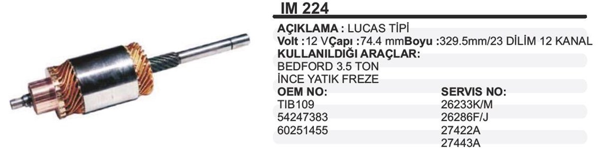 Marş Kollektörü 12v Bedford 3.5 Ton İnce Freze 383 | Ith Im224