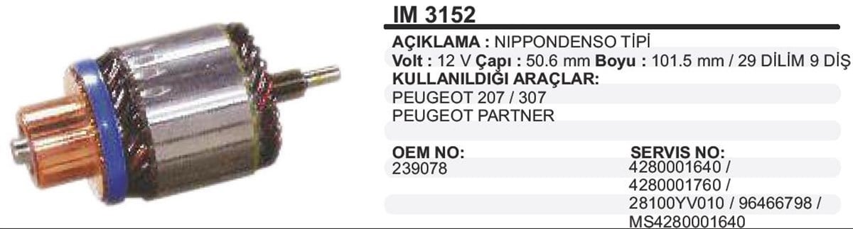 Marş Kollektörü 12v Bmw Pejo Toyot-50.5x101x9 | Ith Im3152