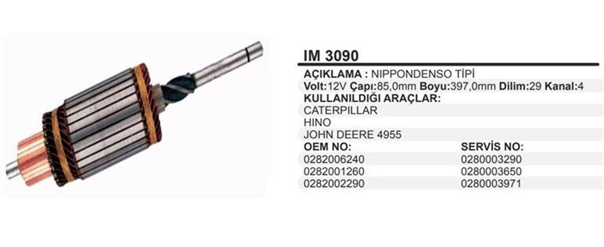 Marş Kollektörü 12v Caterpiller Johndeere Hino Hıno 397mm 4 Kanal | Remark Im3090