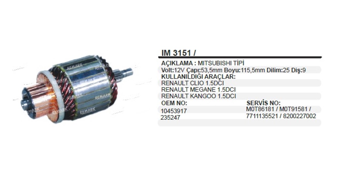 Marş Kollektörü 12v Clio 1.5-53*45x115.30x9- | Ith Im3151