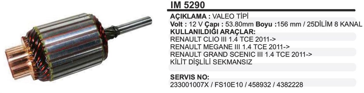 Marş Kollektörü 12v Clio Megan3 54-156-8 Im5290 | Ith Im5290