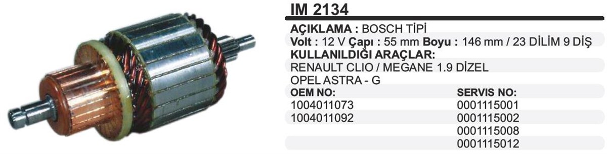 Marş Kollektörü 12v Clıo Megane-astra G Mercedes Transit V184 | Ith Im2134