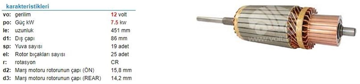 Marş Kollektörü 12v Dev Fatih-42mt-84.3x451x19-ım419 | Ith Im419