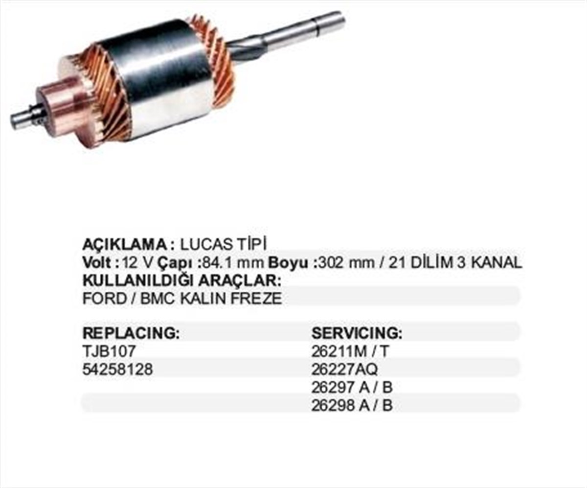 Marş Kollektörü 12v Ford Kalın Tjt107 Bmc | Lucas Tjt107