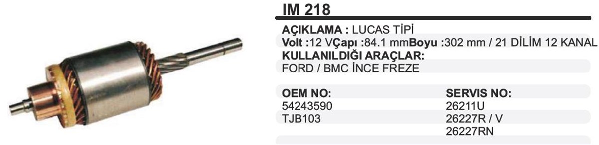 Marş Kollektörü 12v Ford/bmc İnce Freze(590) | Ith Im218