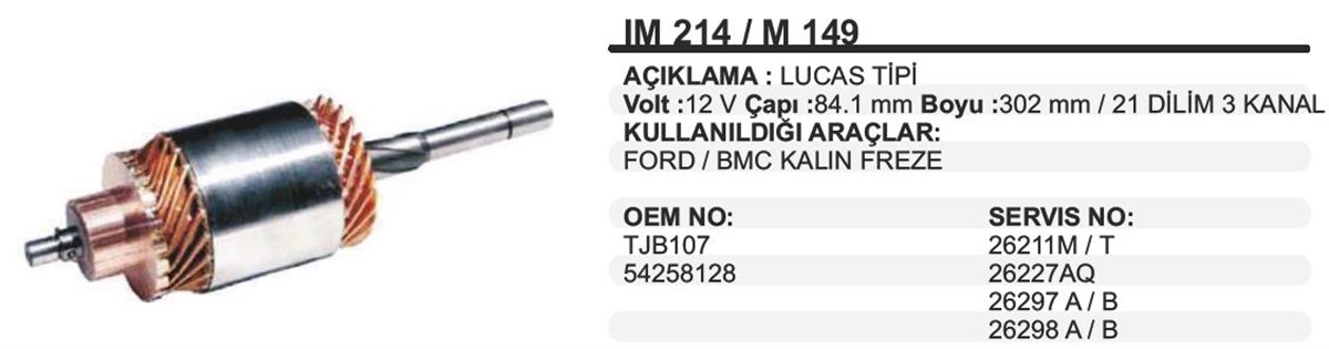 Marş Kollektörü 12v Ford/bmc Kalın Freze (128) | Ith Im214