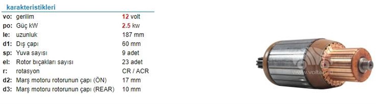 Marş Kollektörü 12v Forklift-60x187x9 Case Forklift Traktör Cummıns Im3023 | Ith Im3023