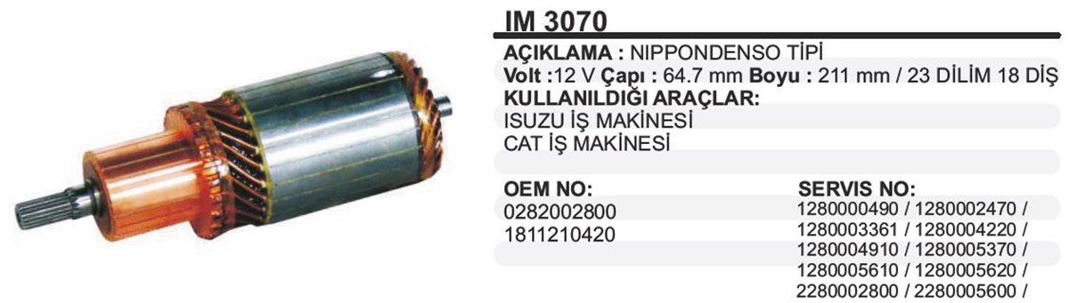 Marş Kollektörü 12v Hino-kırkayak Isuzu İş Makinası Jhondere Johndeere Traktör Biçerdöver Jeneratör Cat İş Makina 2280006532 | Ith Im3070