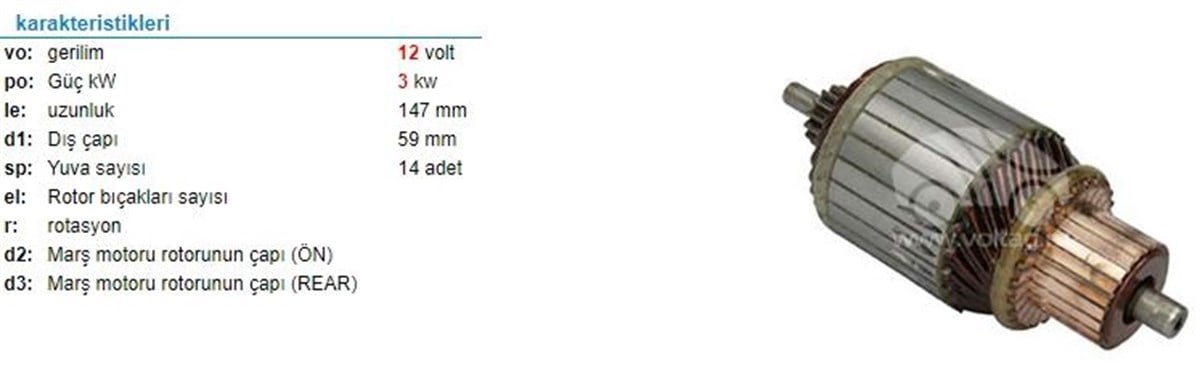 Marş Kollektörü 12v Jcb Perkins Massey Ferguson Erkunt İş.ma 59x147x14 | Martek Im3125