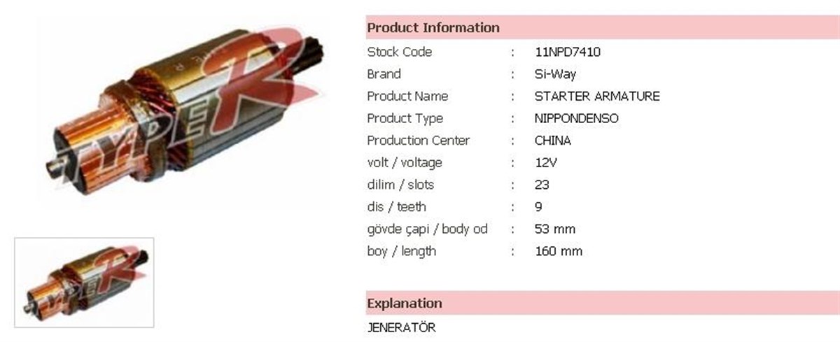 Marş Kollektörü 12v Jeneratör-53-161-9 11npd7410 | Ith Im11npd7410