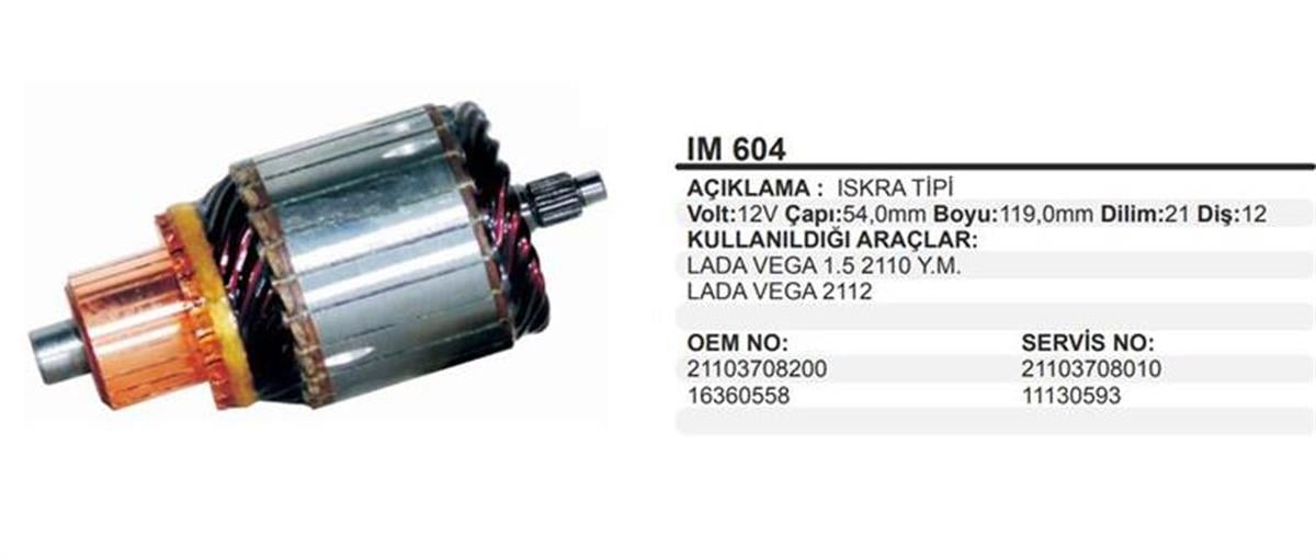 Marş Kollektörü 12v Lada Vega 1.5 2110 Ym 2112 Ford 54x119x12 | Dodo Im604