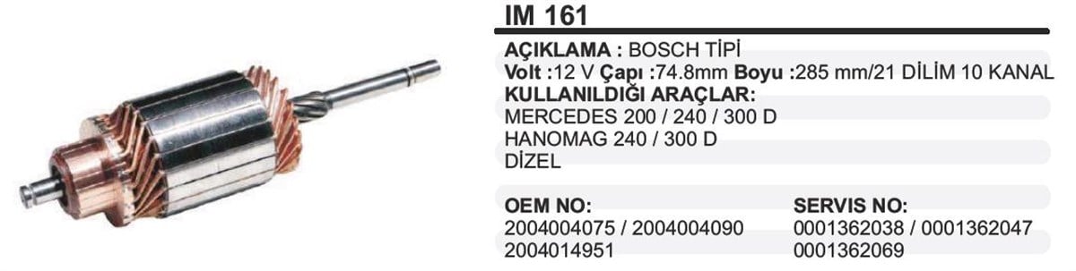 Marş Kollektörü 12v Mercedes 240 Dizel Taksi76 | Ith Im161