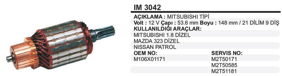 Marş Kollektörü 12v Mıts.mazda 53.5x148x98108 | Ith Im3042