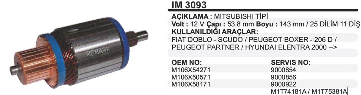 Marş Kollektörü 12v Mıts.mazda L300 Ym | Ith Im3093