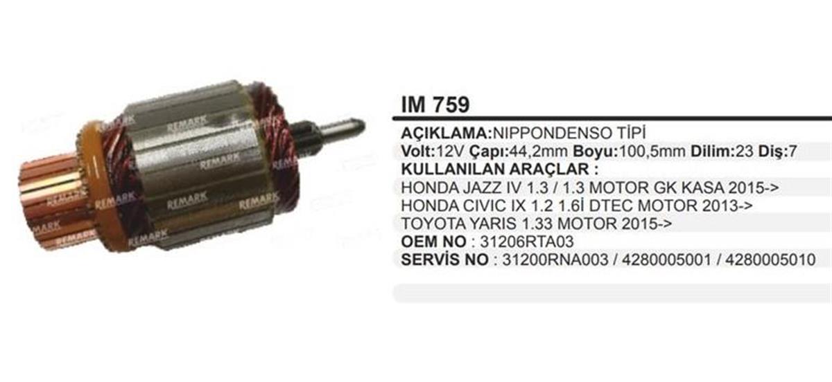 Marş Kollektörü 12v Nikko Denso Tipi Honda Jazz Civic | Remark Im759