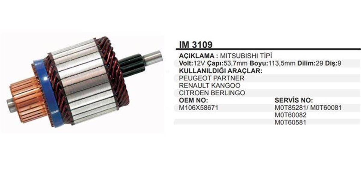 Marş Kollektörü 12v Nissan-peugeot Partner Berlingo Renault Kango-53.7x113.5x9 | Wınwın Im3109