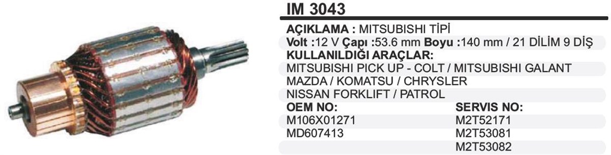 Marş Kollektörü 12v Nissan Sky Nav-53.5x140x9 | Ith Im3043