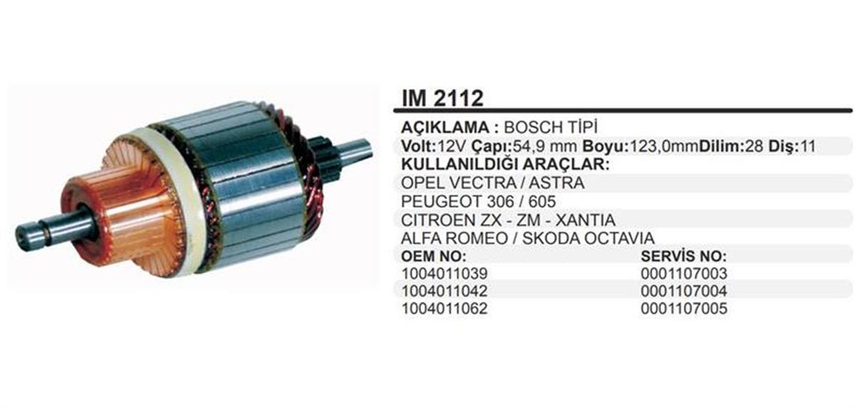 Marş Kollektörü 12v Opel Astra Cıtroen Vw 54.9x123x11 Im2112 Im2119 | Wınwın Im2112