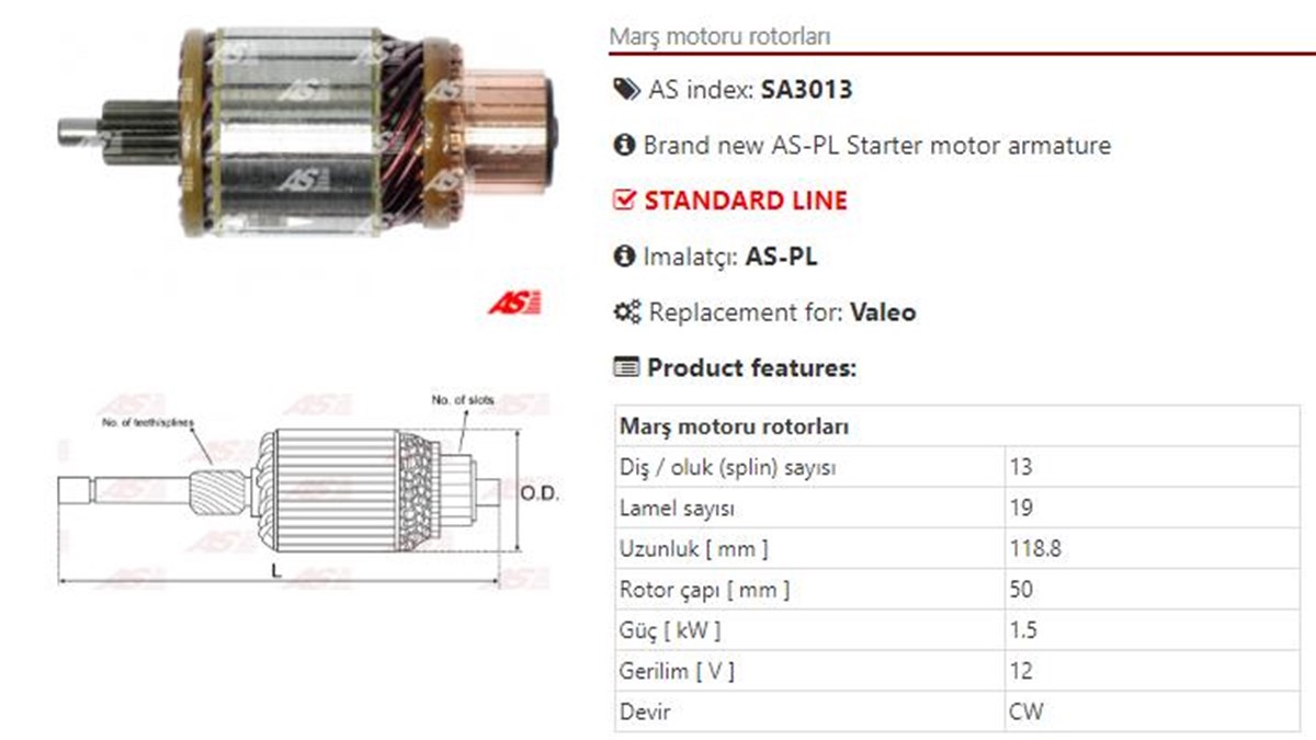Marş Kollektörü 12v Opel Pejo-50.5x119x13 | Ith Im5260