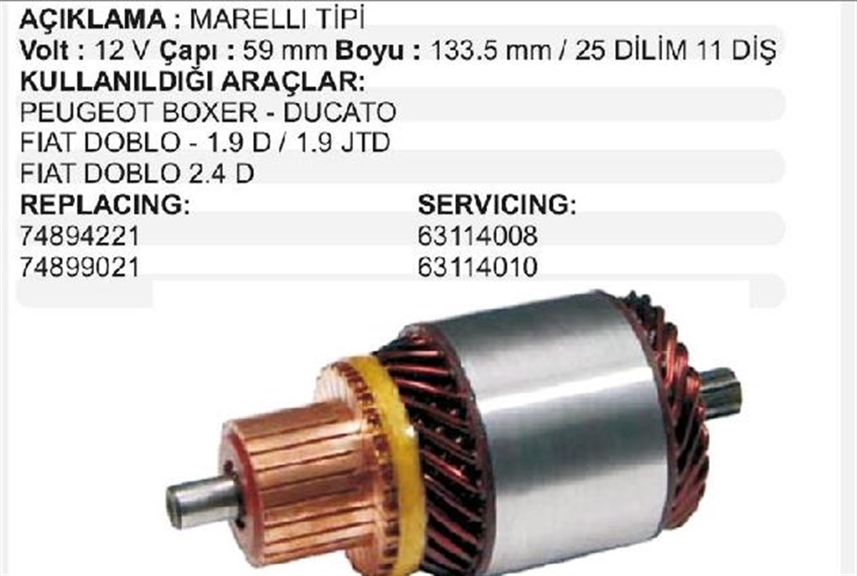 Marş Kollektörü 12v Peugeot Boxer Ducato 59*134*11 | Mako 74899021