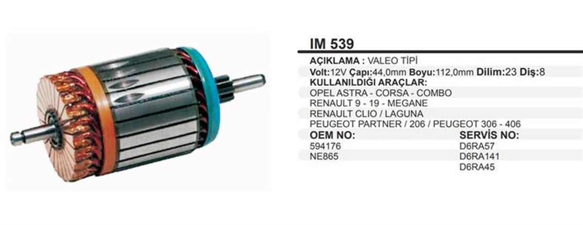 Marş Kollektörü 12v R9-r19-corsa Peugeot Mercedes Laguna Partner 44x112x8 Im539 D6ra57 D6ra141 D6ra45 594529 | Martek Im539