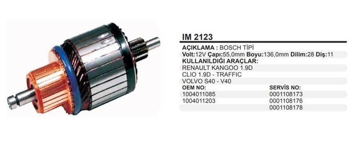 Marş Kollektörü 12v Renault Kangoo Clio 1.9 Traffıc Volvo S40 V40 | Schenna Im2123