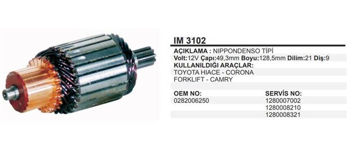 Marş Kollektörü 12v Toyota Honda 49.25x128.5x9 Toyota Corolla Avensis Rav4 Carina Camry | Martek Im3102