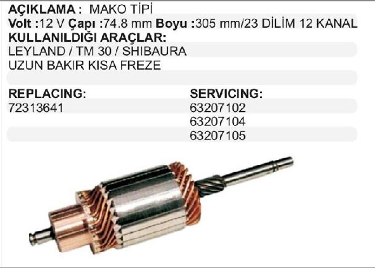 Marş Kollektörü 12v Ub Kf Tm30 Ford Pancar | Mako 72313641