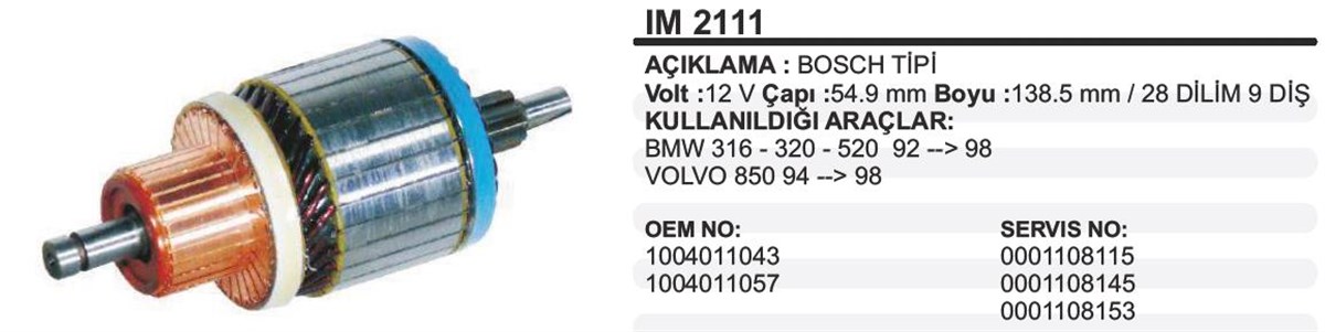 Marş Kollektörü 12v Vw-merc-bmw-54.9x138.5x9 | Ith Im2111