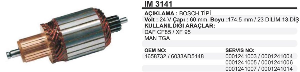 Marş Kollektörü 24v Scanıa Mercedes Actros Ym 60x174x13.2142 | Ith Im3141
