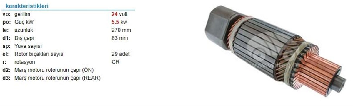 Marş Kollektörü 24v Alfkb-uzun-83x270.3-ım124 | Ith Im124