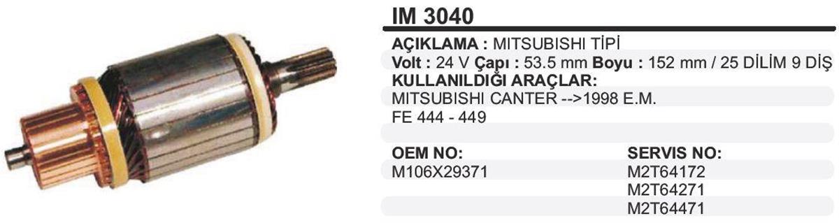 Marş Kollektörü 24v Canter Em/--54x152x9-ım3040 | Martek Im3040