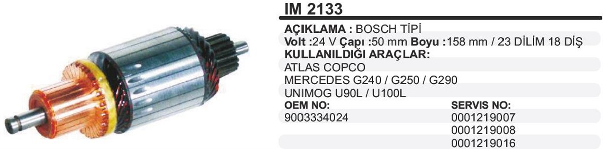 Marş Kollektörü 24v Ford Cargo Ym Chrysle Dodge Atlas Copco Mercedes G240 G250 G290 Unimog U90l U100l 26200 50x158x18-ım2133 | Ith Im2133