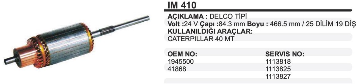 Marş Kollektörü 24v 19diş Delco 40mt-84.3x466.5x19 | Ith Im410