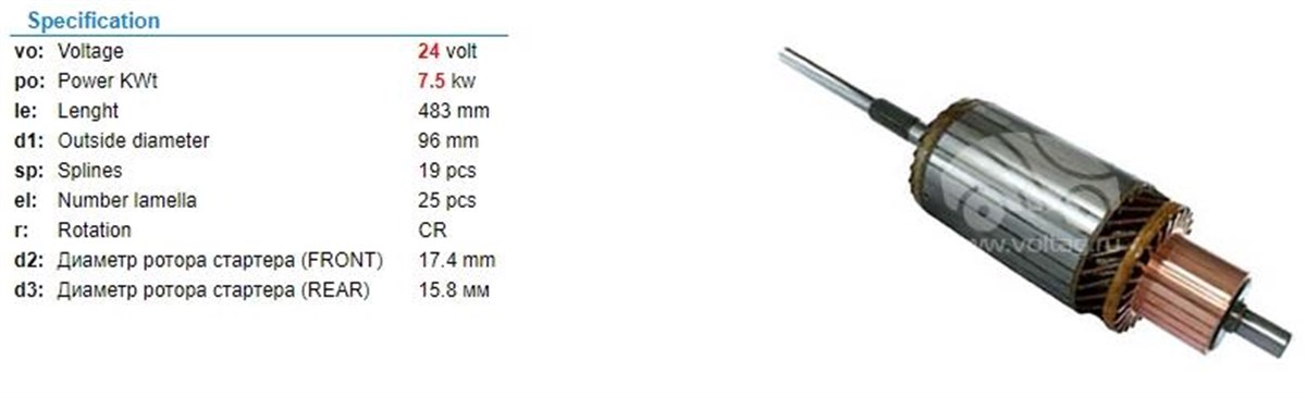 Marş Kollektörü 24v 19diş Delco Caterpıllar D8 50mt Kısa 96x482x19-ım414 | Ith Im414