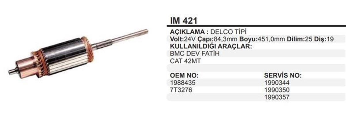 Marş Kollektörü 24v Dev Fatih Cat-42mt 84x451x19-ım421 Caterpıller 950-955 Im421 Umk1000 | Remark Im421
