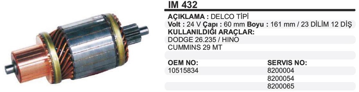 Marş Kollektörü 24v Hino-29mt-mercedes 60x161x12-tego Dodge 26235 Cummıns 29mt Hino Im432 | Ith Im432